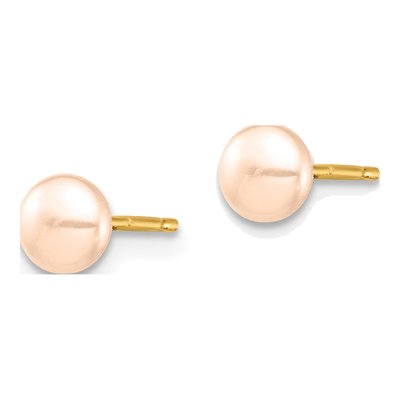 14K Yellow Gold Button Pink Freshwater Cultured Pearl Stud Earrings – view 2