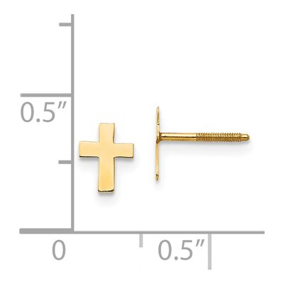 14K Yellow Gold Tiny Cross for Girls Stud Earrings – view 5