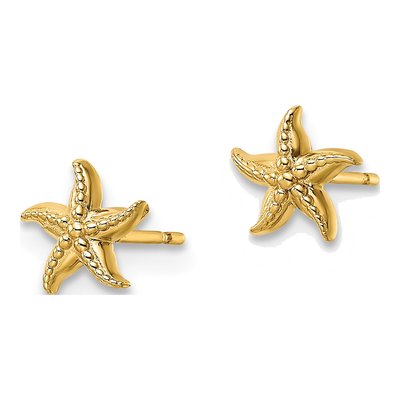 14K Yellow Gold Starfish for Girls Stud Earrings – view 3