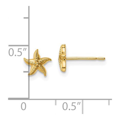14K Yellow Gold Starfish for Girls Stud Earrings – view 4