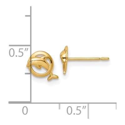 14K Yellow Gold Dolphin Stud Earrings – view 4
