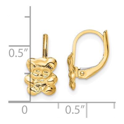 14K Yellow Gold Teddy Bear Leverback Earrings – view 4