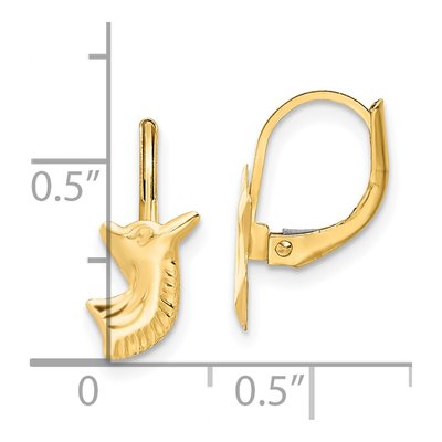 14K Yellow Gold Girls' Horse Leverback Earrings – view 4