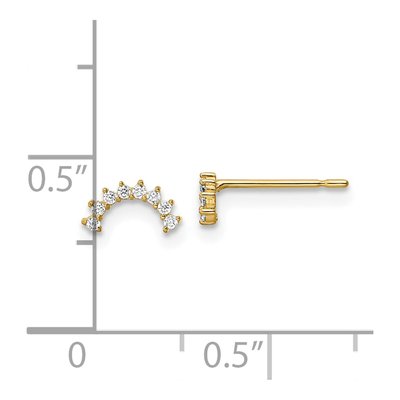 14K Yellow Gold CZ Girls' Arch Stud Earrings – view 4