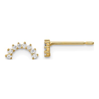 14K Yellow Gold CZ Girls' Arch Stud Earrings