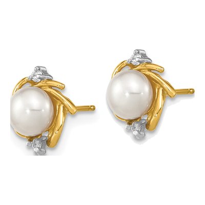 14K Gold Freshwater Pearl & Diamond Earrings | Madi K – view 3