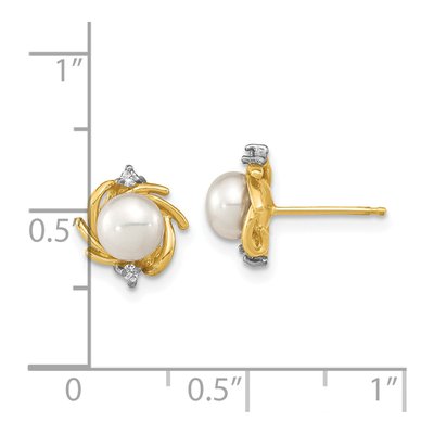 14K Gold Freshwater Pearl & Diamond Earrings | Madi K – view 5