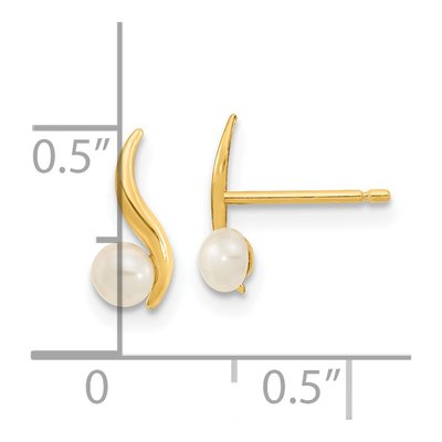 14K Yellow Gold Freshwater Pearl Button Dangle Earrings – view 4