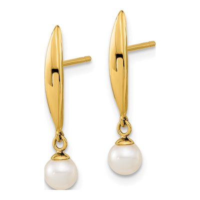 14K Yellow Gold Freshwater Pearl Dangle Earrings – view 2