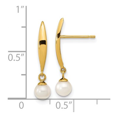 14K Yellow Gold Freshwater Pearl Dangle Earrings – view 3