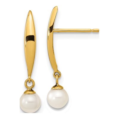 14K Yellow Gold Freshwater Pearl Dangle Earrings