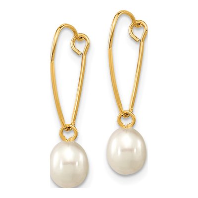 14K Yellow Gold Freshwater Cultured Pearl Dangle Earrings – view 2