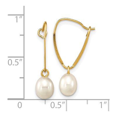 14K Yellow Gold Freshwater Cultured Pearl Dangle Earrings – view 3