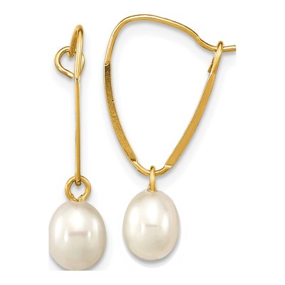 14K Yellow Gold Freshwater Cultured Pearl Dangle Earrings