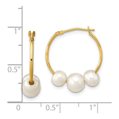 14K Yellow Gold 20mm Freshwater Cultured Pearl Hoop Earrings – view 4