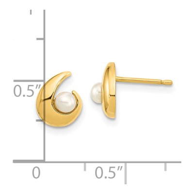 14K Yellow Gold Freshwater Pearl Button Stud Earrings – view 4