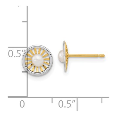 14K Two-Tone Gold Pearl Stud Earrings – view 4