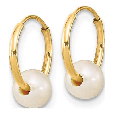 14K Yellow Gold 12mm Freshwater Cultured Pearl Hoop Earrings – view 2