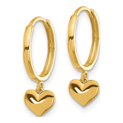 14K Yellow Gold 19mm Heart Hoop Earrings – view 2