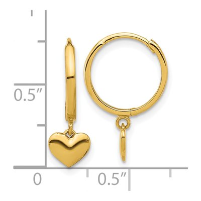 14K Yellow Gold 19mm Heart Hoop Earrings – view 4