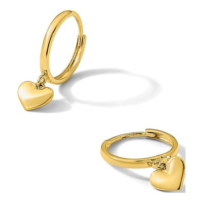 14K Yellow Gold 19mm Heart Hoop Earrings – view 5