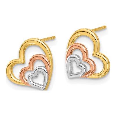 14K Yellow Gold Girls' Heart Stud Earrings – view 2