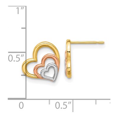 14K Yellow Gold Girls' Heart Stud Earrings – view 4