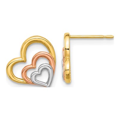 14K Yellow Gold Girls' Heart Stud Earrings
