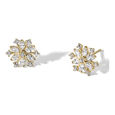 14K Yellow Gold Round CZ Snowflake Kids' Stud Earrings – view 5