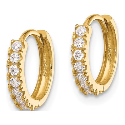 14K Yellow Gold 11mm CZ Hoop Earrings – view 2