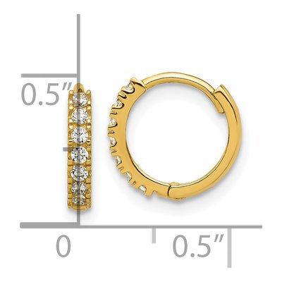 14K Yellow Gold 11mm CZ Hoop Earrings – view 4