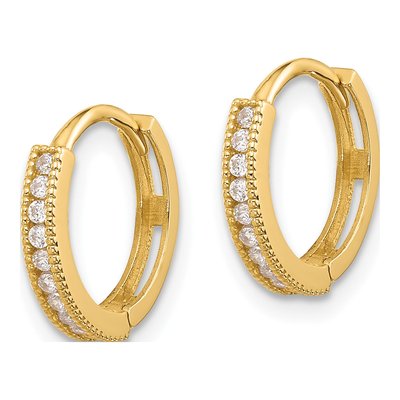 14K Yellow Gold 13mm CZ Hoop Earrings – view 2