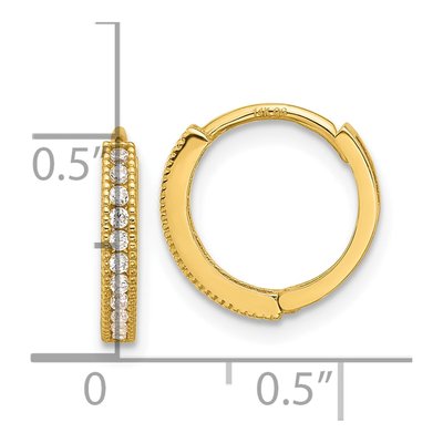 14K Yellow Gold 13mm CZ Hoop Earrings – view 4