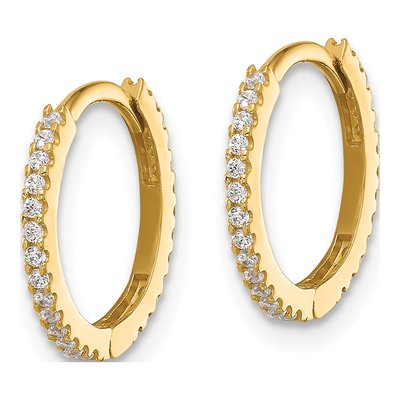 14K Yellow Gold 14mm CZ Hoop Earrings – view 2