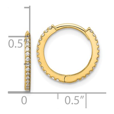 14K Yellow Gold 14mm CZ Hoop Earrings – view 4