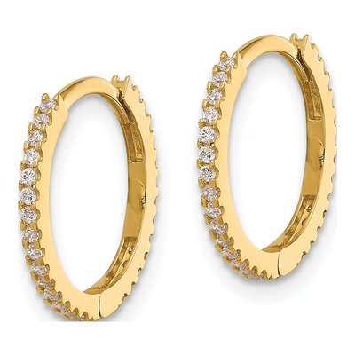 14K Yellow Gold 15mm CZ Hoop Earrings – view 2