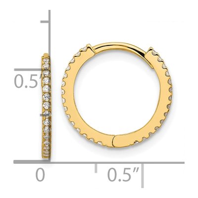 14K Yellow Gold 15mm CZ Hoop Earrings – view 4
