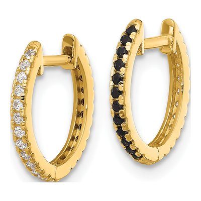 14K Yellow Gold 13mm CZ Reversible Hoop Earrings – view 2
