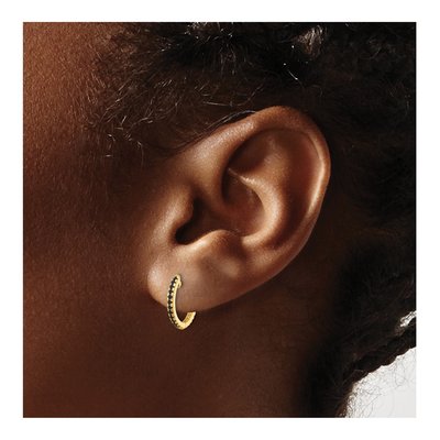 14K Yellow Gold 13mm CZ Reversible Hoop Earrings – view 3