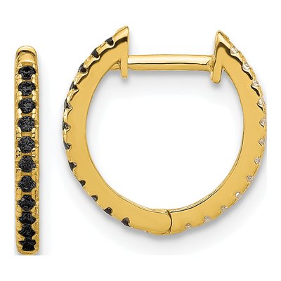 14K Yellow Gold 13mm CZ Reversible Hoop Earrings – view 4