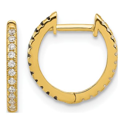 14K Yellow Gold 13mm CZ Reversible Hoop Earrings