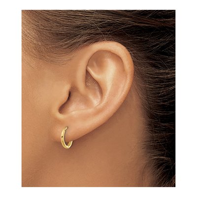 14K Yellow Gold 12mm Small Hoop Earrings – view 3