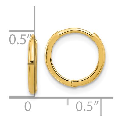 14K Yellow Gold 12mm Small Hoop Earrings – view 4