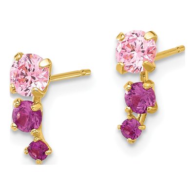 14K Yellow Gold CZ Dangle Earrings – view 2