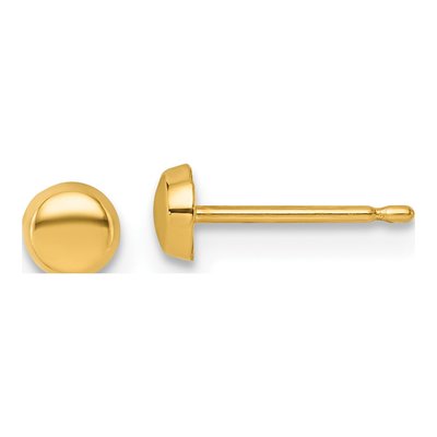 14K Yellow Gold Button for Kids Stud Earrings
