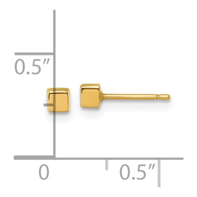 14K Yellow Gold Cube Stud Earrings – view 4
