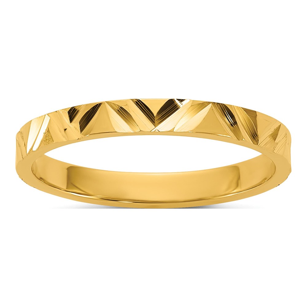 14K Yellow Gold Madi K Diamond-Cut Zig-Zag Design 2mm Flat Band Size 3 Baby / Children's Ring