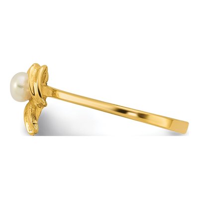 14K Yellow Gold Freshwater Cultured Pearl Children's Bow Ring – view 3