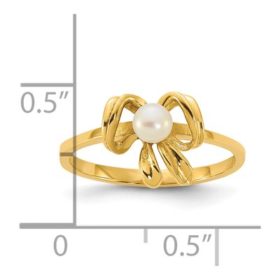 14K Yellow Gold Freshwater Cultured Pearl Children's Bow Ring – view 5
