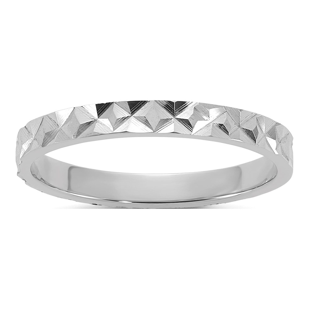 14K White Gold Rhodium-Plated Madi K Diamond-Cut Design 2mm Flat Band Size 3 Baby / Children's Ring